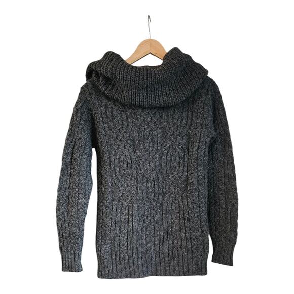 Aran Mor Womens SM Ireland Sweater Irish Knot Cable Knit Grey 100% Merino Wool - Picture 2 of 5